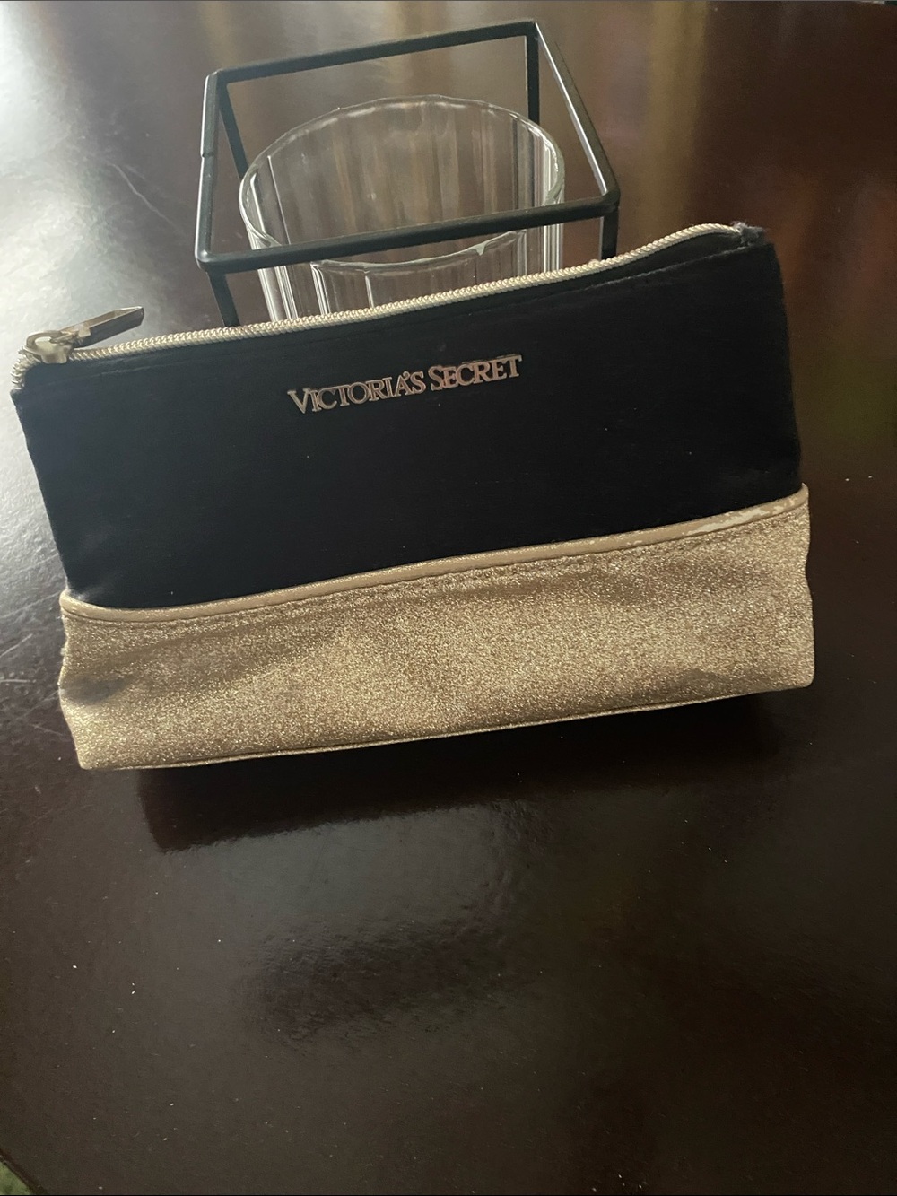 Victoria's Secret Black and Gold Two-Tone Cosmetic Case